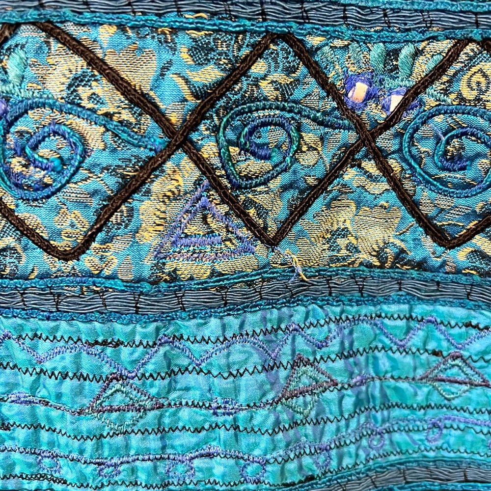 Chico's Sapphire Blue Deepwater Beaded Embroidered Brocade Cardigan Coat - Picture 2 of 9